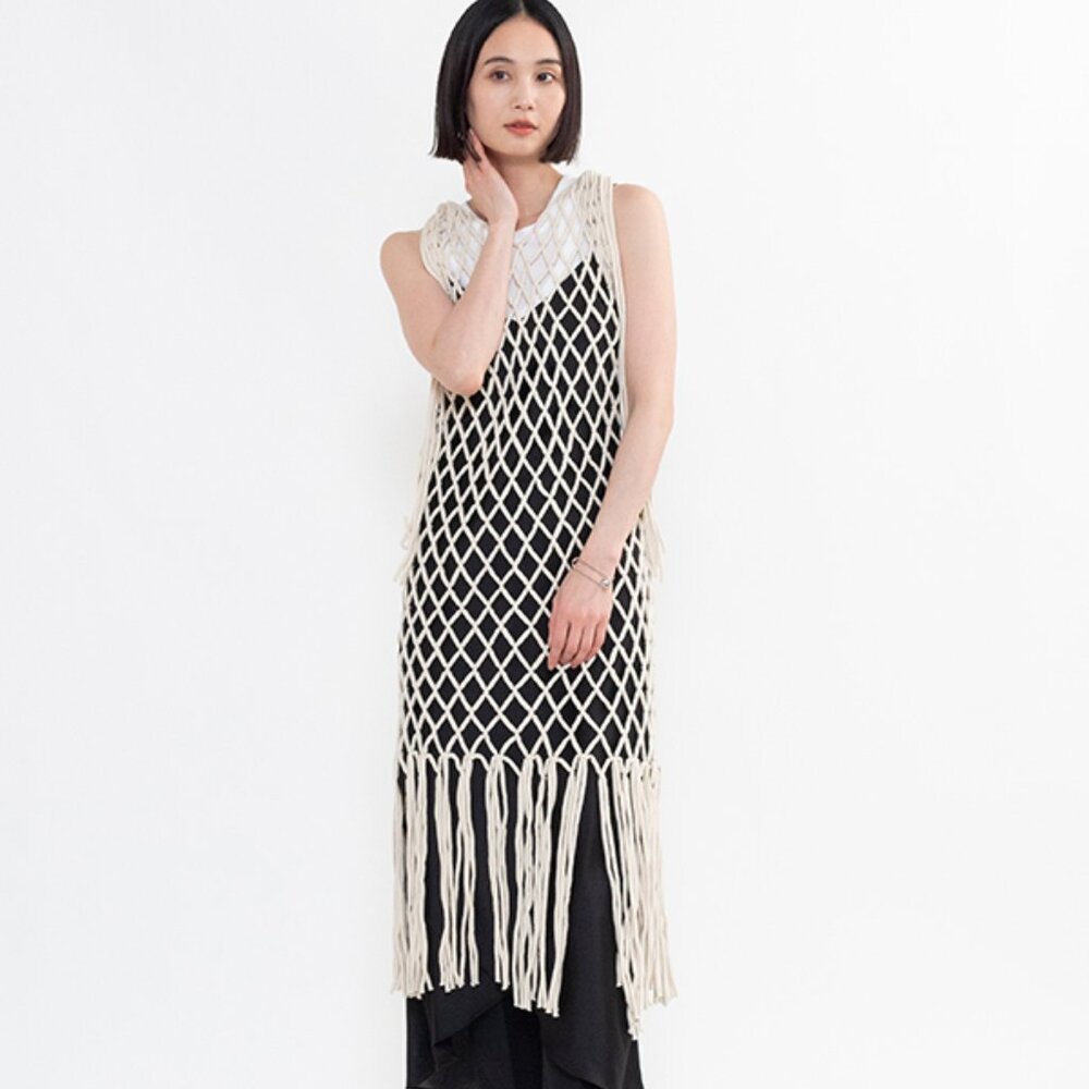 NEW Cream Bohemian Macrame ROPE NET DRESS - Picture 2 of 12